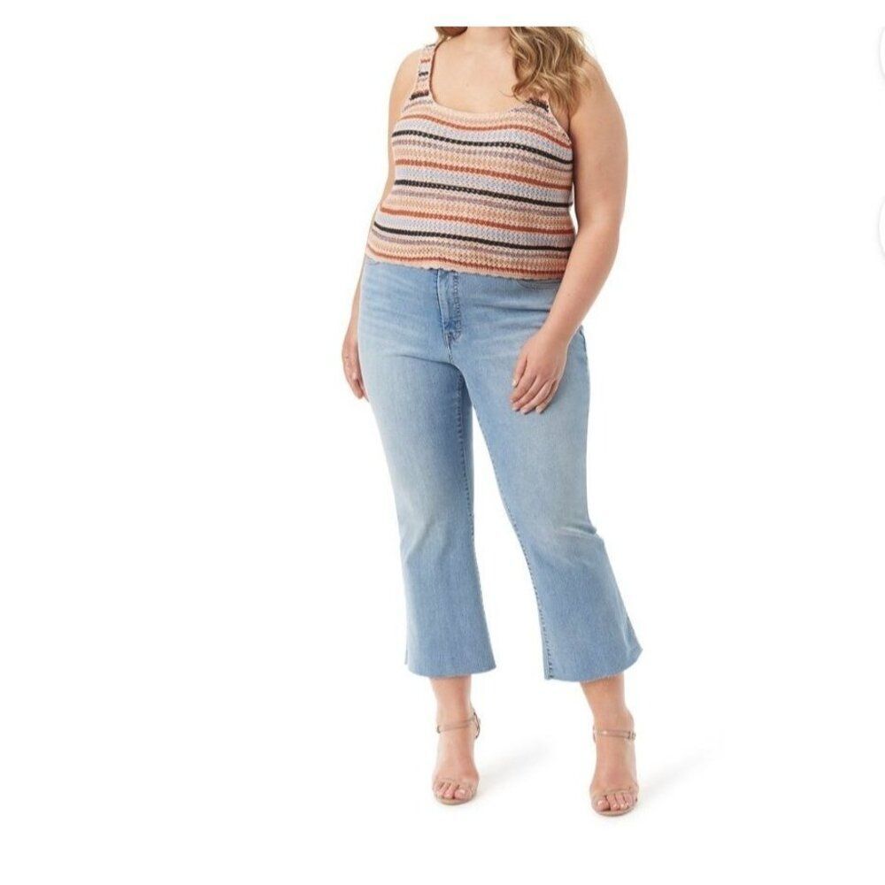 Jessica Simpson Women's Plus Crochet Tank Top Size 4X‎ Plus - Adobe Stripe Combo